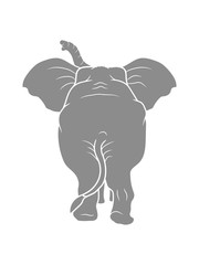 design cartoon elefant von hinten po arsch hintern dick fett gehend clipart comic cool lustig dickhäuter rüssel spazieren weg gehen