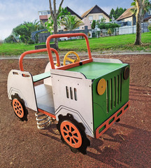 Close up of play car on playground