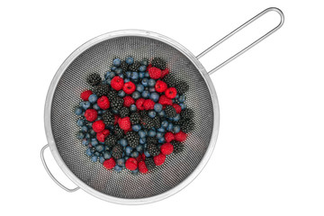 Berries mix in strainer