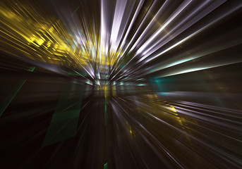 Abstract 3D fractal background, 3D illustration. Virtual Neon City