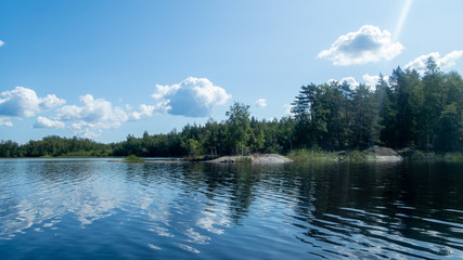 A small rocky island on the Saimaa lake in Finaland  seen from a kayak - 1