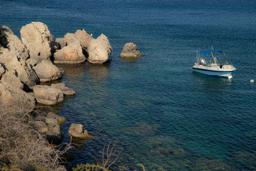 yacht in the blue sea