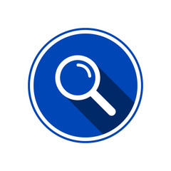 Magnifier vector icon. Magnification symbol design. Magnification icon isolated on blue circle for web and mobile