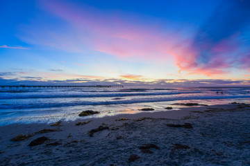 Obraz premium Sunset at Ocean Beach San Diego, California, United States