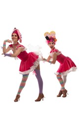 Showgirls in original costumes profile shot