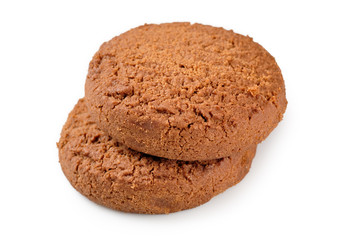 Chocolate l chip cookies isolated on white background.