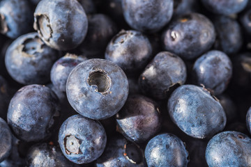 Many red and white berry.Good tasting blueberries with full of healthy vitamins..A good vegan meal. Set of tasty blueberries on white background, closeup.