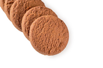 Chocolate l chip cookies isolated on white background.