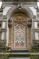Traditional temple door in Ubud, Island Bali, Indonesia. Close up