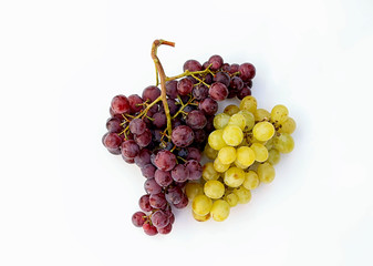 Bunches of white and red grapes