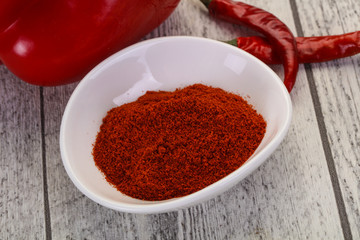 Paprika powder in the bowl