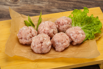 Homemade raw pork minced meatball for cooking