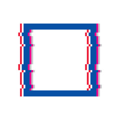 Square or rectangle frame with glitch or bug effect, vector. Bug or glitch frame, vector.