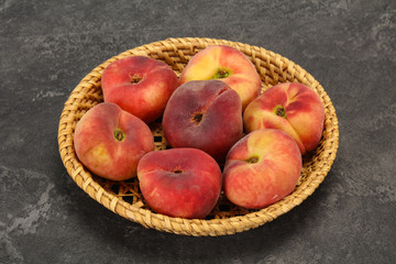 Sweet ripe tasty flat peach