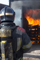 Fototapeta premium Fireman fire training station drill