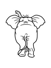 cartoon elefant von hinten po arsch hintern dick fett gehend clipart design comic cool lustig dickhäuter rüssel spazieren weg gehen