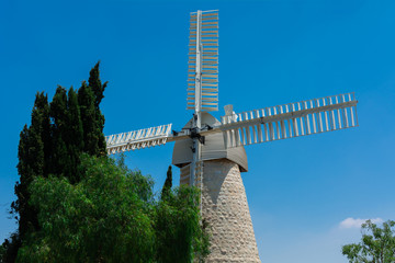 Old stone windmill in Jerusalem . Israel
