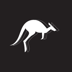 Naklejka premium silhouette of a kangaroo on black background