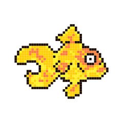 Goldfish, Pixel Art Symbol Isolated On White Background. Pet Animal.popular Aquarium Fish.