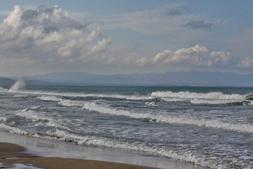 Sea view, waves on the Atlantic Ocean
