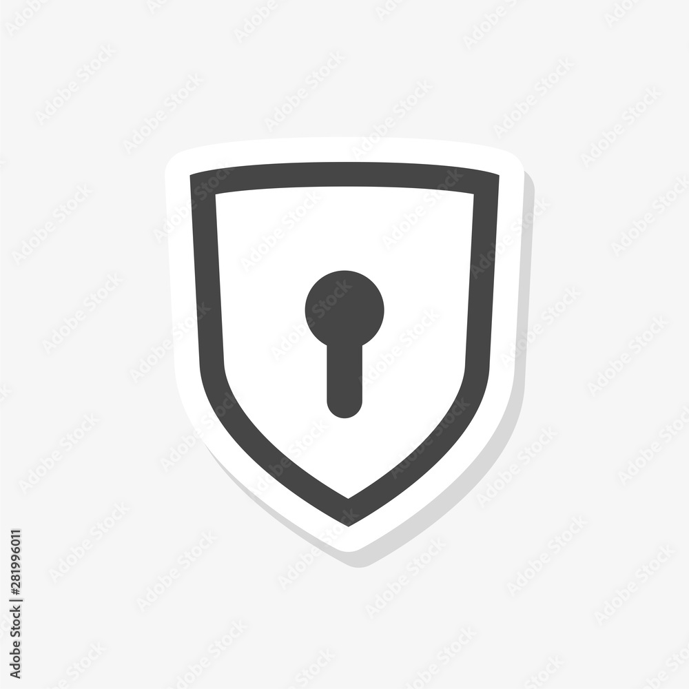 Poster cyber security concept: shield with keyhole icon on digital data