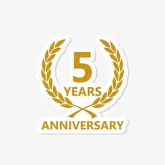 5 years anniversary emblem. Anniversary icon or label