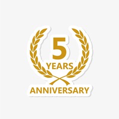 Fototapeta premium 5 years anniversary emblem. Anniversary icon or label