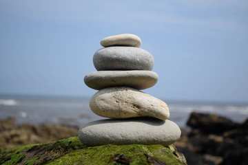 zen stones on the beach