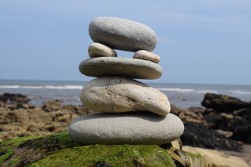 stack of stones on the beach