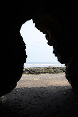 Beach horizon from inside a cave