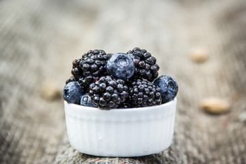 Delicious Fresh Juicy Berries. Blueberries and blackberries