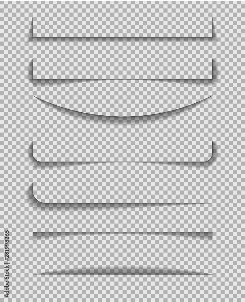 Aufkleber divider shadow line. frame of edge of paper on transparent background.paper line with shadow for ban