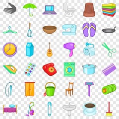 Sewing machine icons set. Cartoon style of 36 sewing machine vector icons for web for any design