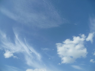 a white cloud flying along the blue sky