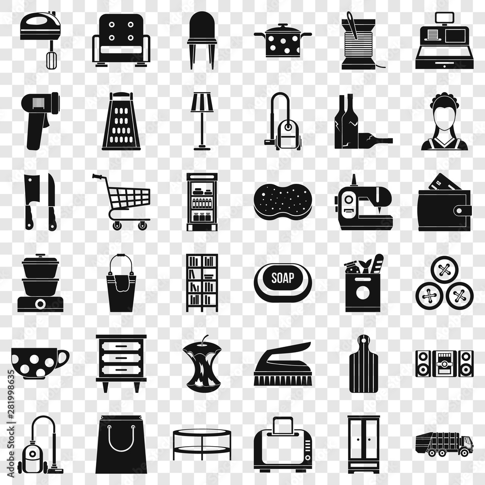Poster cutting board icons set. simple style of 36 cutting board vector icons for web for any design