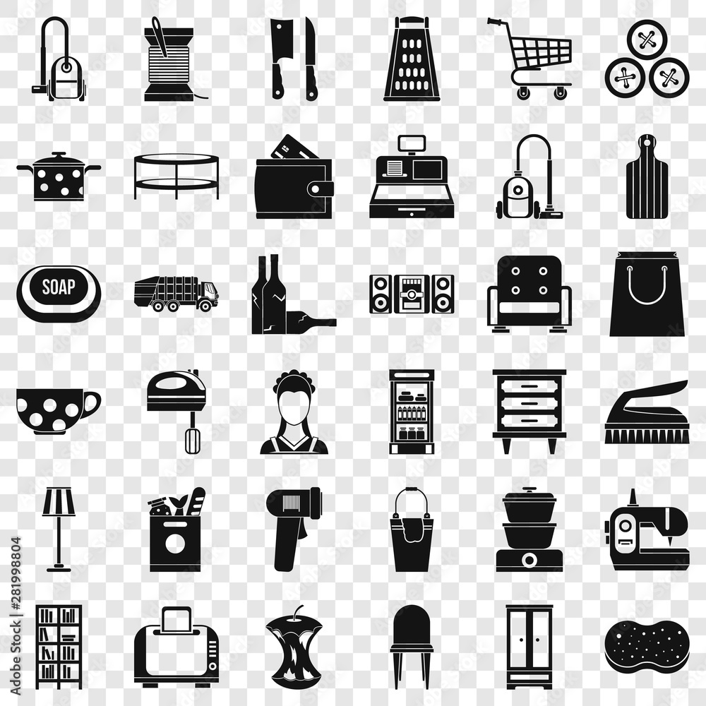 Poster shop icons set. simple style of 36 shop vector icons for web for any design