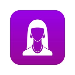 Woman icon digital purple for any design isolated on white vector illustration