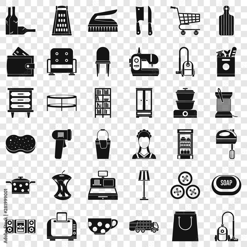 Poster floor lamp icons set. simple style of 36 floor lamp vector icons for web for any design