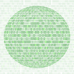 Vector illustration of globe with binary code, technology ball