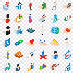 Fototapeta na wymiar Sportsman icons set. Isometric style of 36 sportsman vector icons for web for any design
