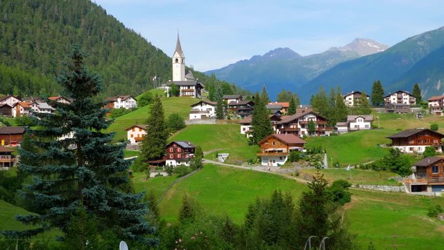 Typical village in the Swiss Alps - picturesque Switzerland