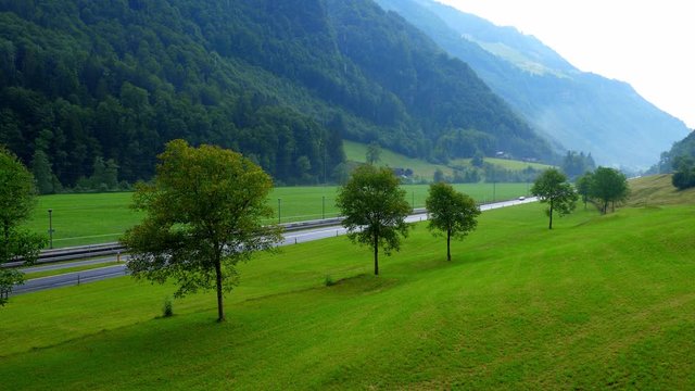 Typical picturesque landscape of the Swiss Alps in Switzerland