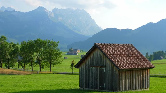 Typical picturesque landscape of the Swiss Alps in Switzerland
