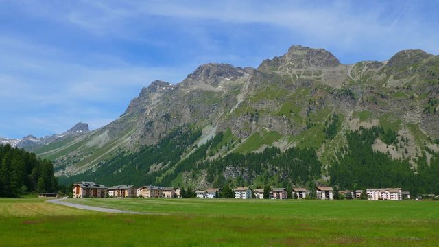 Typical village in the Swiss Alps - picturesque Switzerland