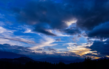 sunset in the mountains, slovakia, panorama 