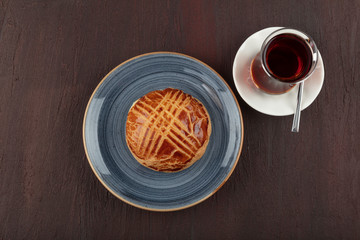 Turkish pastry product , tasty cheese pogaca. Turkish Pastries; pogaca, borek, acma, served on...