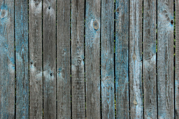 Abstract blue wooden background. Cropped shot of blue painted wooden fence. Wooden texture  background with a lot of copy space for text.
