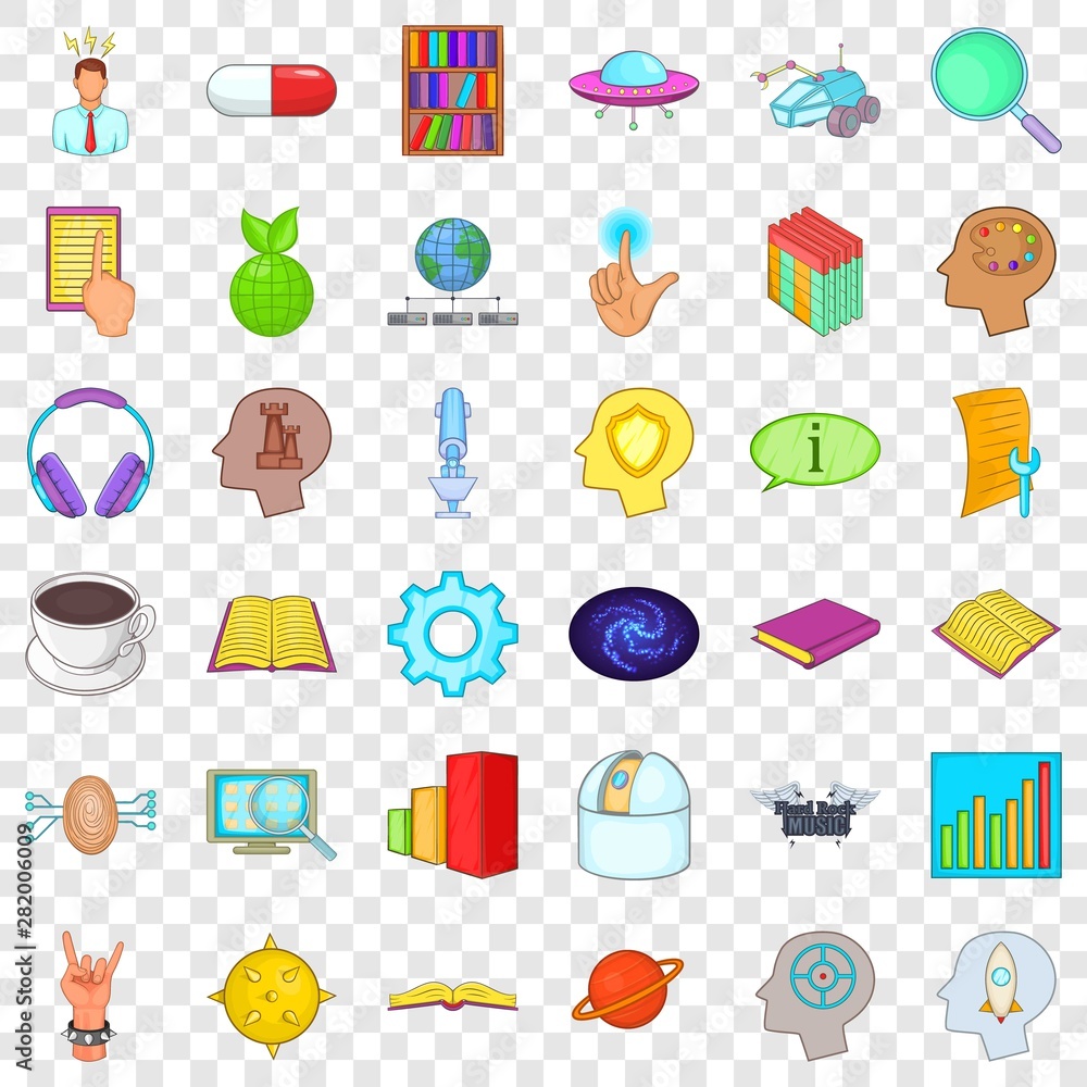 Poster universal icons set. cartoon style of 36 universal vector icons for web for any design