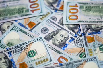 Texture US dollars. fan of one hundred dollar bills. american dollars in a circle.