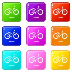 Fatbike icons set 9 color collection isolated on white for any design